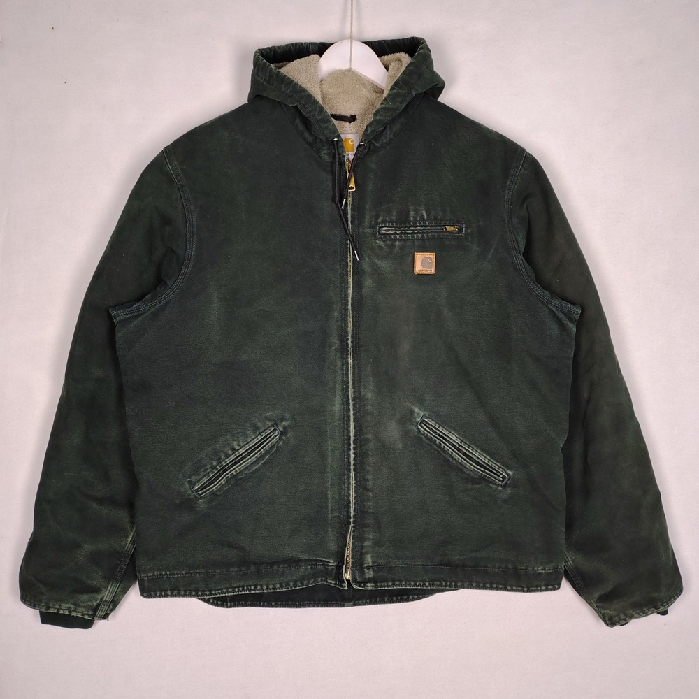 Carhartt J141 BPC Sierra Jacket Sherpa Lined Hooded Duck Canvas Green 2XL Tall
